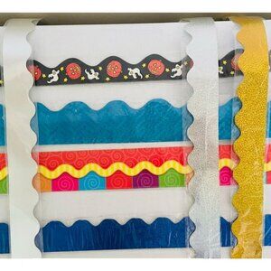 Teacher Bulletin Board Borders Pack 114 Ft Scalloped Straight Edge Borders New